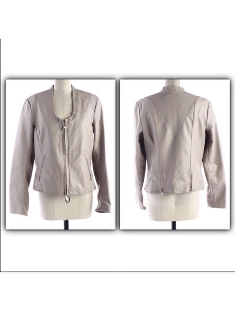 𝅺Ellen Tracy faux leather fitted moto jacket size M